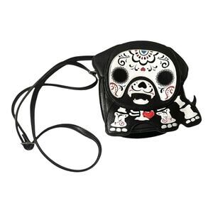 Sleepyville Critters Dog Sugar Skull Handbag Purse Gothic Halloween Crossbody